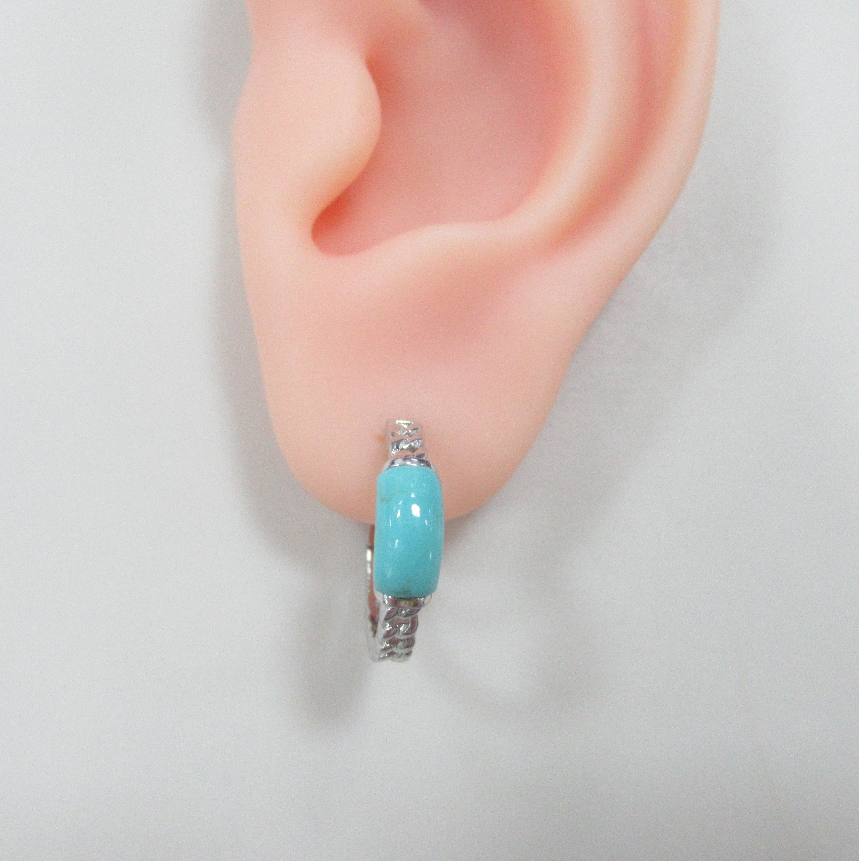 Серебряные серьги-конго с бирюзой